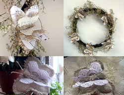 Винтажные бабочки из мешковины