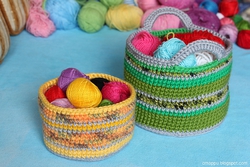 Вязаные корзины, или утилизация остатков пряжи