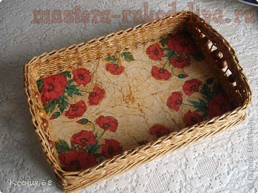 Мастер-класс по плетению из газет. Поднос с фанерным дном Мастер-класс по плетению из газет. Поднос с фанерным дном