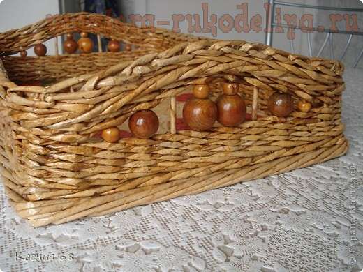 Мастер-класс по плетению из газет. Поднос с фанерным дном Мастер-класс по плетению из газет. Поднос с фанерным дном